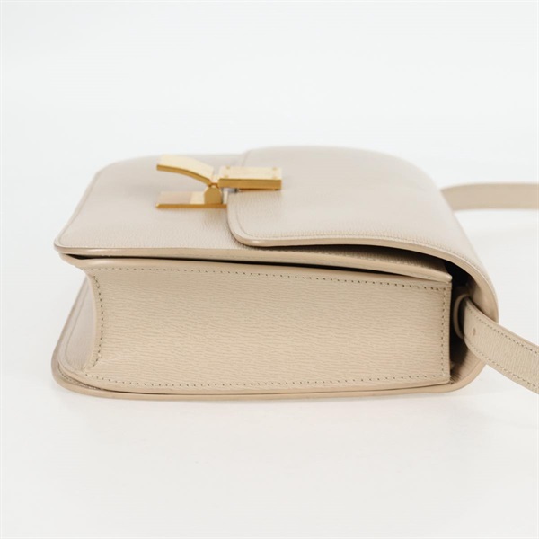 CELINE クラシックボックス ミディアム ショルダーバッグ アイボリー ゴールド レザーの画像3