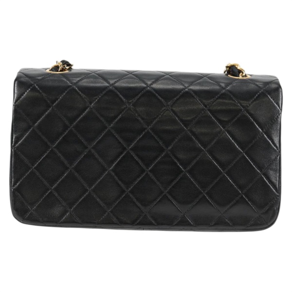 CHANEL マトラッセ シングルフラップシングルチェーン 1990年 ショルダーバッグ ブラック ゴールド ラムスキンの画像2