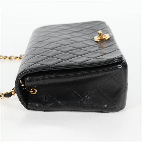 CHANEL マトラッセ シングルフラップシングルチェーン 1990年 ショルダーバッグ ブラック ゴールド ラムスキンの画像3