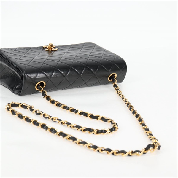 CHANEL マトラッセ シングルフラップシングルチェーン 1990年 ショルダーバッグ ブラック ゴールド ラムスキンの画像5