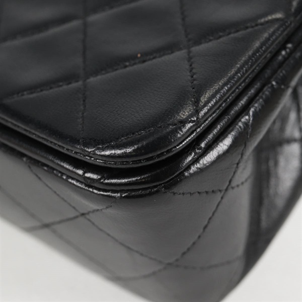 CHANEL マトラッセ シングルフラップシングルチェーン 1990年 ショルダーバッグ ブラック ゴールド ラムスキンの画像7