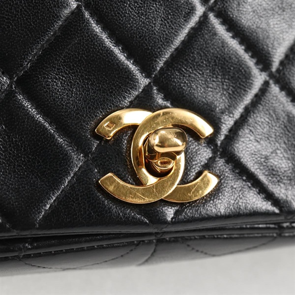 CHANEL マトラッセ シングルフラップシングルチェーン 1990年 ショルダーバッグ ブラック ゴールド ラムスキンの画像8