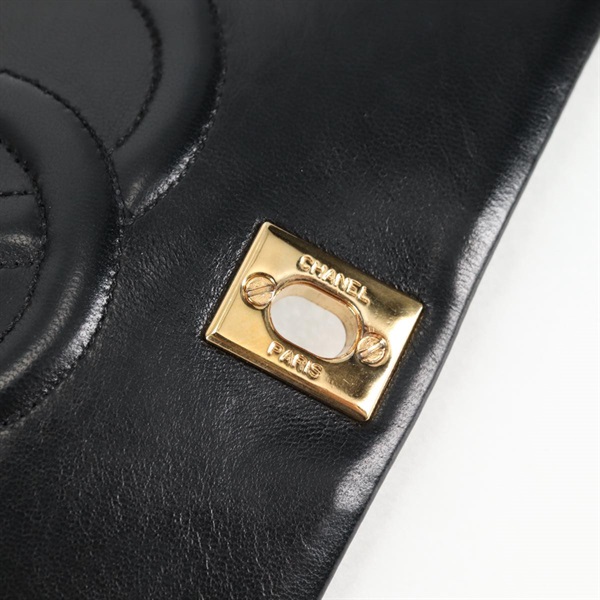 CHANEL マトラッセ シングルフラップシングルチェーン 1990年 ショルダーバッグ ブラック ゴールド ラムスキンの画像10