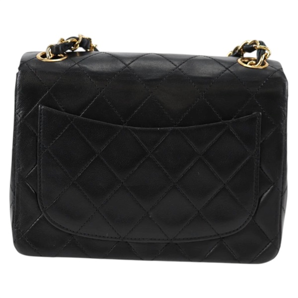 CHANEL ミニ マトラッセ 18 ショルダーバッグ ブラック ゴールド ラムスキンの画像2