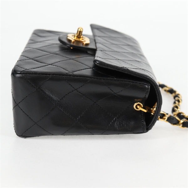 CHANEL ミニ マトラッセ 18 ショルダーバッグ ブラック ゴールド ラムスキンの画像4