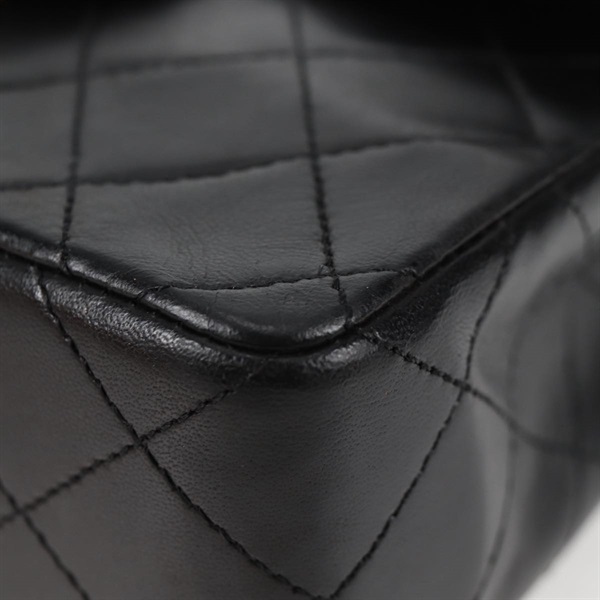 CHANEL ミニ マトラッセ 18 ショルダーバッグ ブラック ゴールド ラムスキンの画像7