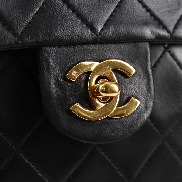 CHANEL ミニ マトラッセ 18 ショルダーバッグ ブラック ゴールド ラムスキンの画像8