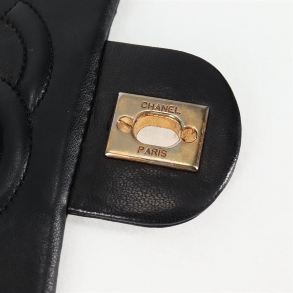 CHANEL ミニ マトラッセ 18 ショルダーバッグ ブラック ゴールド ラムスキンの画像10