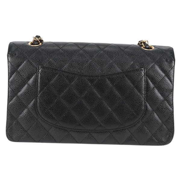 CHANEL マトラッセ ダブルフラップダブルチェーン 25 2012年 ショルダーバッグ ブラック ゴールド キャビアスキンの画像2