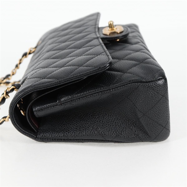 CHANEL マトラッセ ダブルフラップダブルチェーン 25 2012年 ショルダーバッグ ブラック ゴールド キャビアスキンの画像3