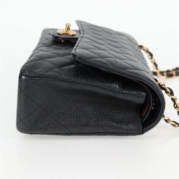 CHANEL マトラッセ ダブルフラップダブルチェーン 25 2012年 ショルダーバッグ ブラック ゴールド キャビアスキンの画像4