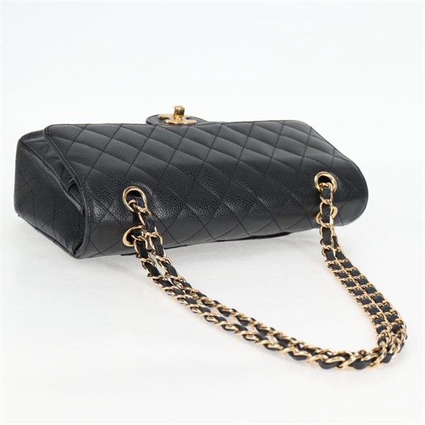 CHANEL マトラッセ ダブルフラップダブルチェーン 25 2012年 ショルダーバッグ ブラック ゴールド キャビアスキンの画像5