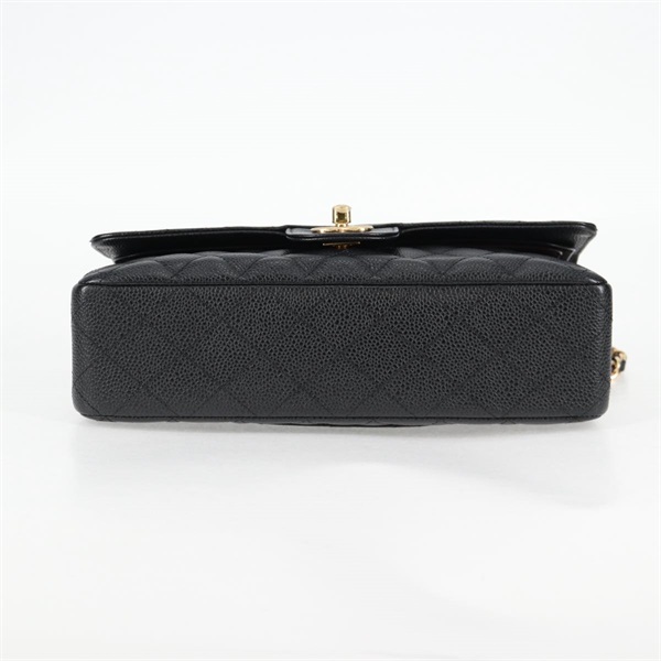 CHANEL マトラッセ ダブルフラップダブルチェーン 25 2012年 ショルダーバッグ ブラック ゴールド キャビアスキンの画像6