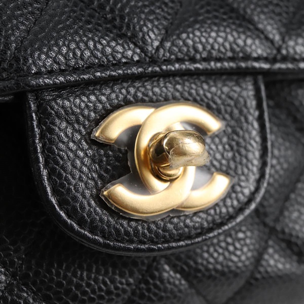 CHANEL マトラッセ ダブルフラップダブルチェーン 25 2012年 ショルダーバッグ ブラック ゴールド キャビアスキンの画像8