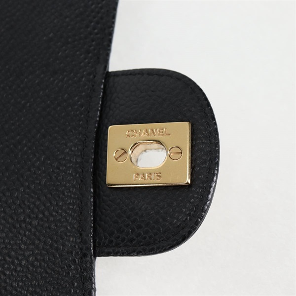 CHANEL マトラッセ ダブルフラップダブルチェーン 25 2012年 ショルダーバッグ ブラック ゴールド キャビアスキンの画像10