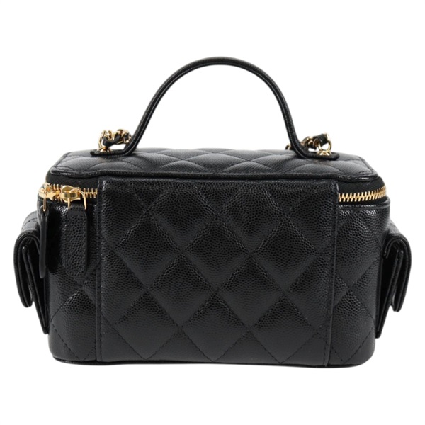 CHANEL マトラッセ 2WAYバニティバッグ ショルダーバッグ ブラック ゴールド キャビアスキンの画像2