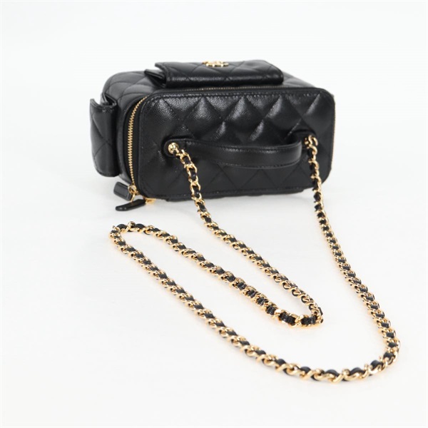 CHANEL マトラッセ 2WAYバニティバッグ ショルダーバッグ ブラック ゴールド キャビアスキンの画像5