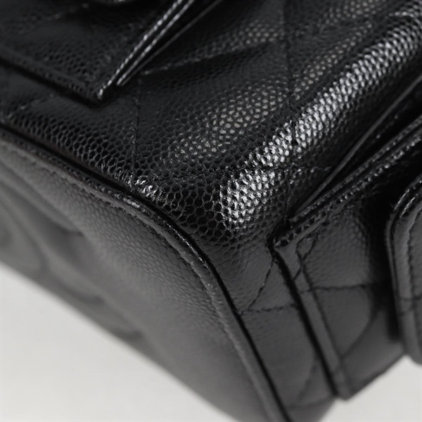 CHANEL マトラッセ 2WAYバニティバッグ ショルダーバッグ ブラック ゴールド キャビアスキンの画像7