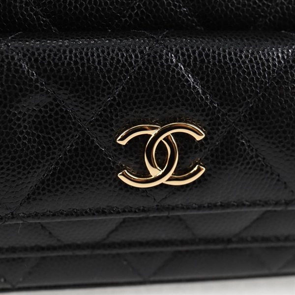 CHANEL マトラッセ 2WAYバニティバッグ ショルダーバッグ ブラック ゴールド キャビアスキンの画像8