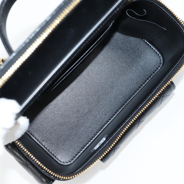 CHANEL マトラッセ 2WAYバニティバッグ ショルダーバッグ ブラック ゴールド キャビアスキンの画像11