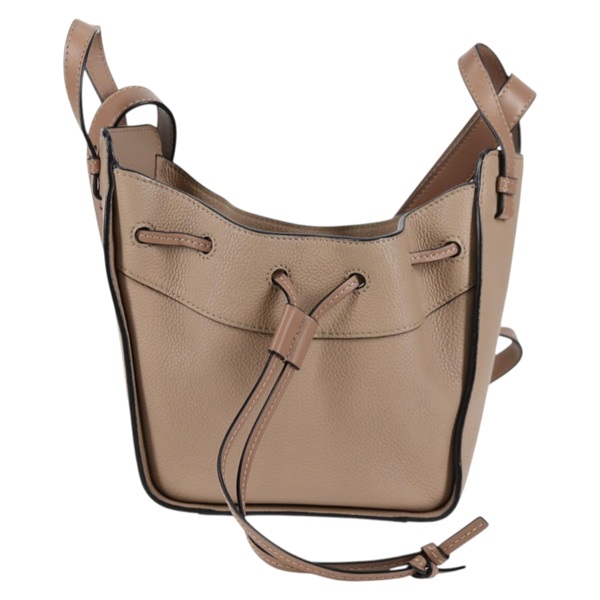 LOEWE ハンモック ミニドローストリング ショルダーバッグ グレージュ ゴールド レザーの画像1