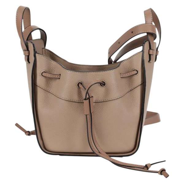 LOEWE ハンモック ミニドローストリング ショルダーバッグ グレージュ ゴールド レザーの画像2