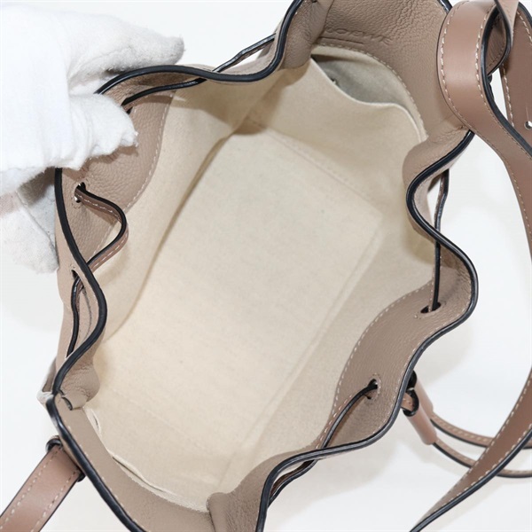 LOEWE ハンモック ミニドローストリング ショルダーバッグ グレージュ ゴールド レザーの画像9