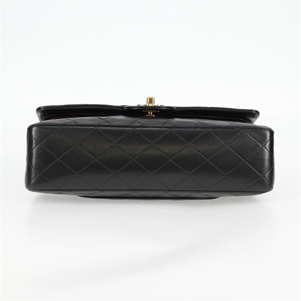 CHANEL マトラッセ ダブルフラップダブルチェーン 25 ショルダーバッグ ブラック ゴールド ラムスキンの画像6