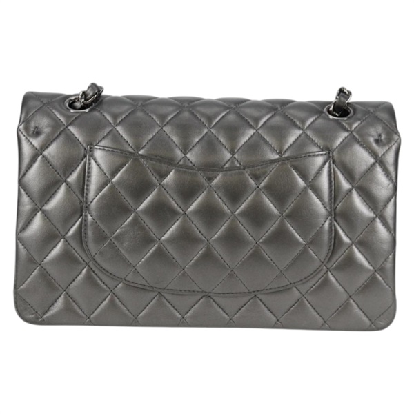 CHANEL マトラッセ ダブルフラップダブルチェーン 25 2014年 ショルダーバッグ マットシルバー シルバー ラムスキンの画像2
