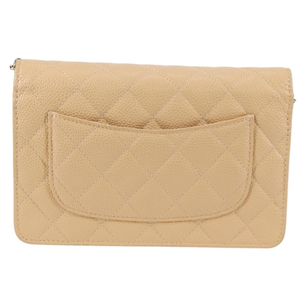 CHANEL マトラッセ マトラッセ チェーンウォレット ショルダーバッグ ベージュ ゴールド キャビアスキンの画像2