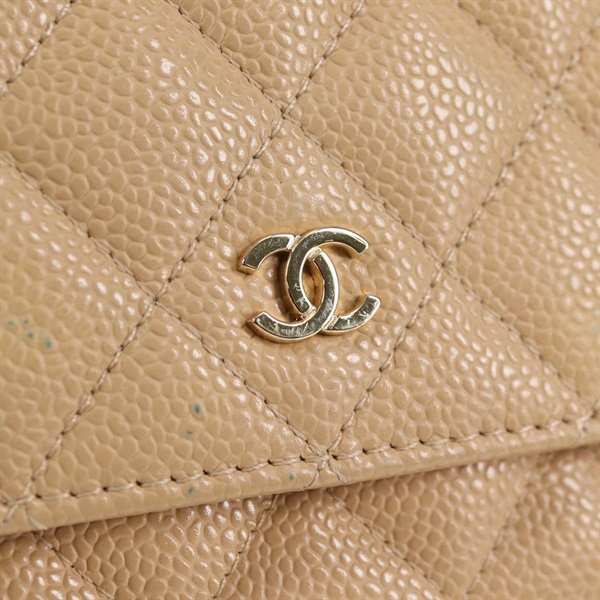CHANEL マトラッセ マトラッセ チェーンウォレット ショルダーバッグ ベージュ ゴールド キャビアスキンの画像8