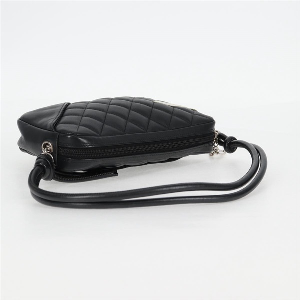CHANEL マトラッセ ワンショルダーバッグ カンボン ショルダーバッグ ブラック ホワイト シルバー レザーの画像4