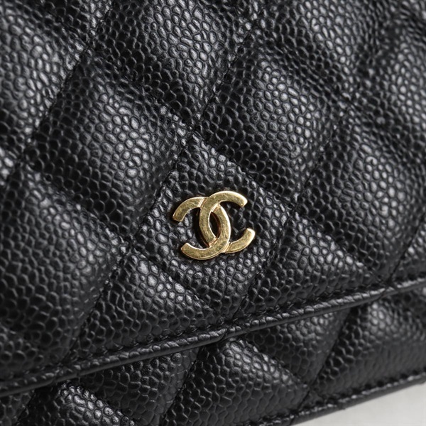 CHANEL マトラッセ マトラッセ チェーンウォレット 2019年 ショルダーバッグ ブラック ゴールド キャビアスキンの画像8