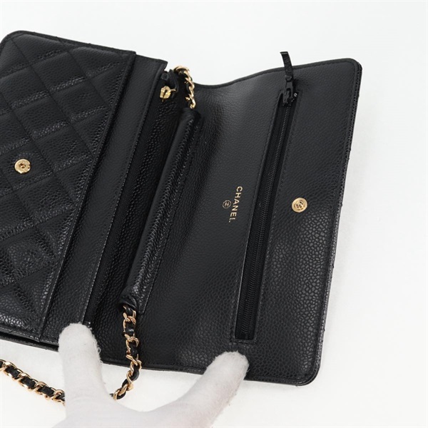CHANEL マトラッセ マトラッセ チェーンウォレット 2019年 ショルダーバッグ ブラック ゴールド キャビアスキンの画像9