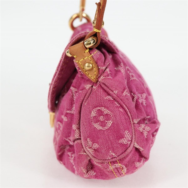 LOUIS VUITTON プリーティ モノグラムデニム ミニ ショルダーバッグ ピンク ゴールド デニムの画像2