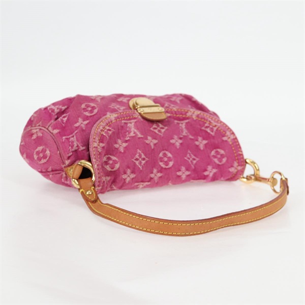 LOUIS VUITTON プリーティ モノグラムデニム ミニ ショルダーバッグ ピンク ゴールド デニムの画像4