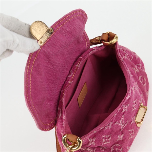 LOUIS VUITTON プリーティ モノグラムデニム ミニ ショルダーバッグ ピンク ゴールド デニムの画像8