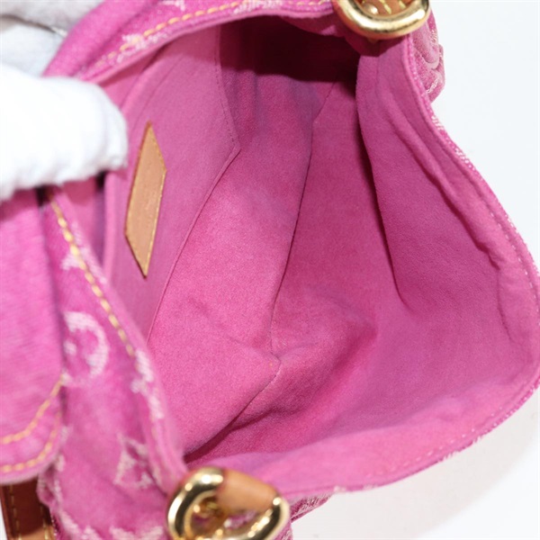 LOUIS VUITTON プリーティ モノグラムデニム ミニ ショルダーバッグ ピンク ゴールド デニムの画像9
