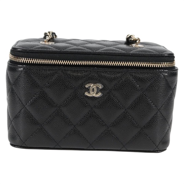 CHANEL マトラッセ ショルダーバッグ ブラック ゴールド キャビアスキンの画像1