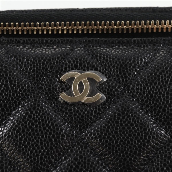 CHANEL マトラッセ ショルダーバッグ ブラック ゴールド キャビアスキンの画像8