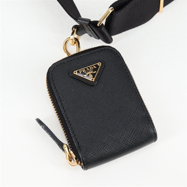PRADA トライアングル ショルダーバッグ ブラック ゴールド サフィアーノの画像6