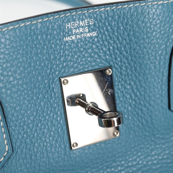 HERMES ショルダー バーキン 42 2010年 □N ショルダーバッグ ブルージーン シルバー トリヨンクレマンスの画像8