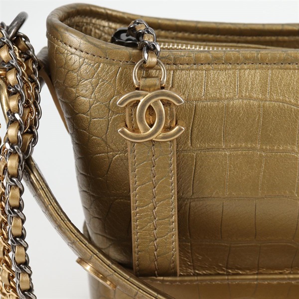 CHANEL ガブリエル 2019年 ショルダーバッグ ゴールド シルバー カーフレザーの画像7