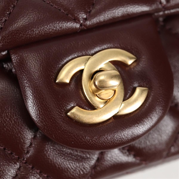 CHANEL ミニ マトラッセ シングルフラップシングルチェーン ココボール20 2021年 ショルダーバッグ ブラウン ゴールド ラムスキンの画像8