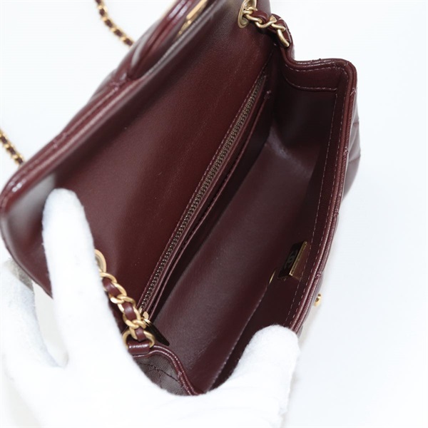 CHANEL ミニ マトラッセ シングルフラップシングルチェーン ココボール20 2021年 ショルダーバッグ ブラウン ゴールド ラムスキンの画像9