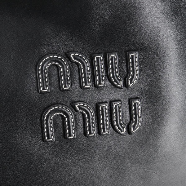 MIU MIU IVY レギュラー トートバッグ ブラック ゴールド レザーの画像7