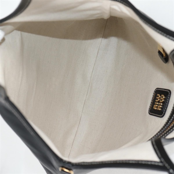 MIU MIU IVY レギュラー トートバッグ ブラック ゴールド レザーの画像8