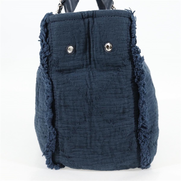 CHANEL ドーヴィル チェーントート ラージショッピング 2019年 トートバッグ ネイビー キャンバスの画像2
