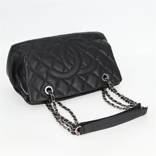 CHANEL マトラッセ ココマーク チェーントート トートバッグ ブラック シルバー キャビアスキンの画像4