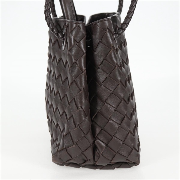 BOTTEGA VENETA イントレチャート アンディアーモスモール トートバッグ ブラウン ゴールド レザーの画像2
